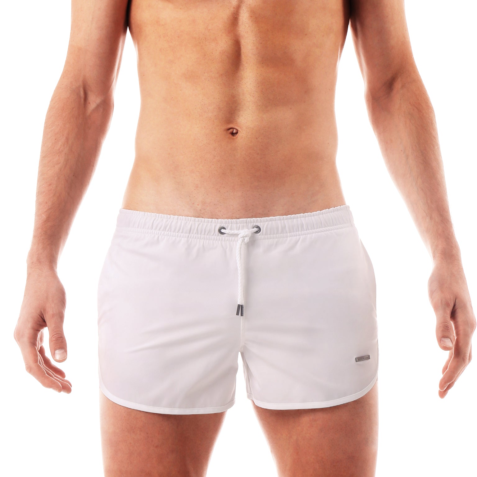 White Solid 3" Runner Swim Trunk