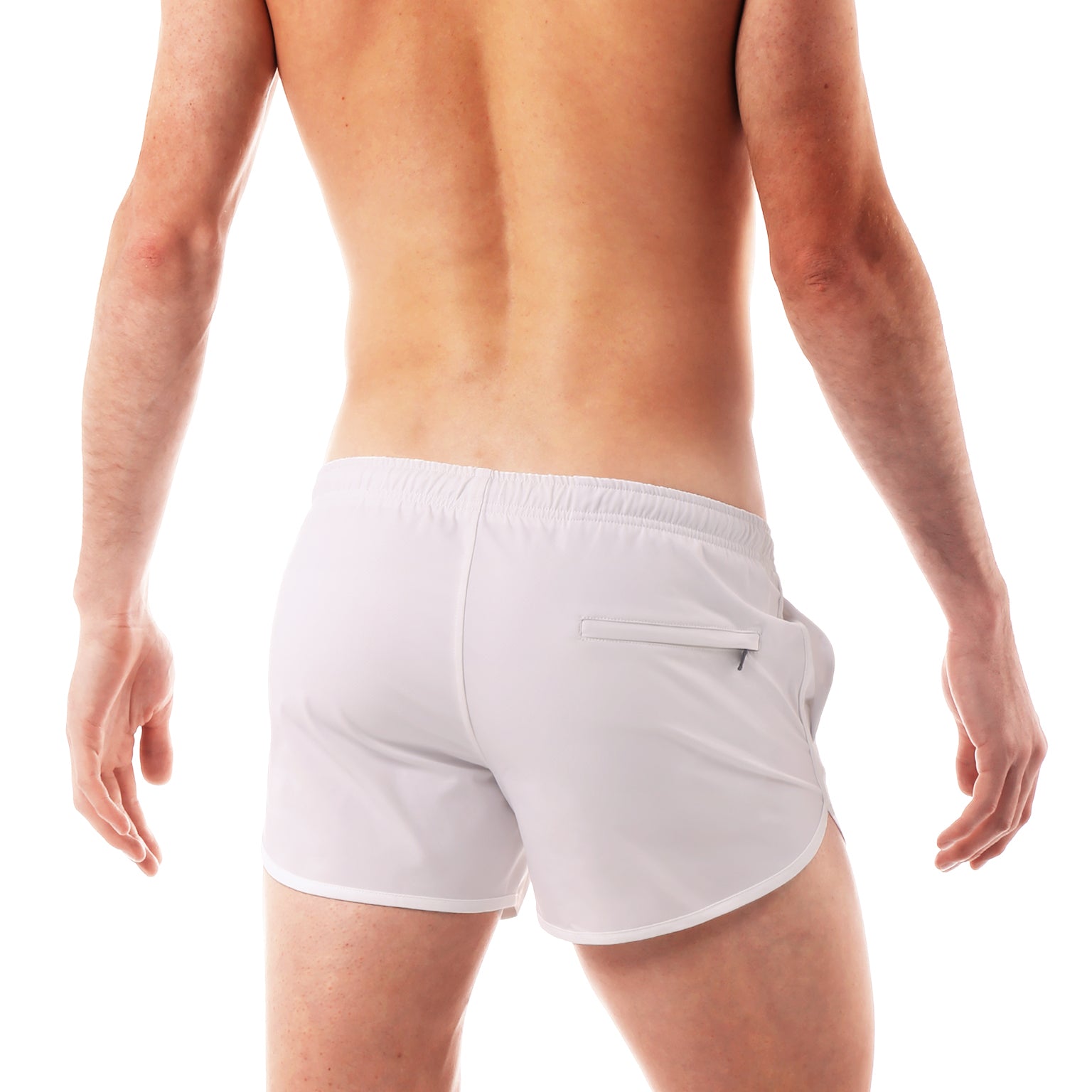 White Solid 3" Runner Swim Trunk