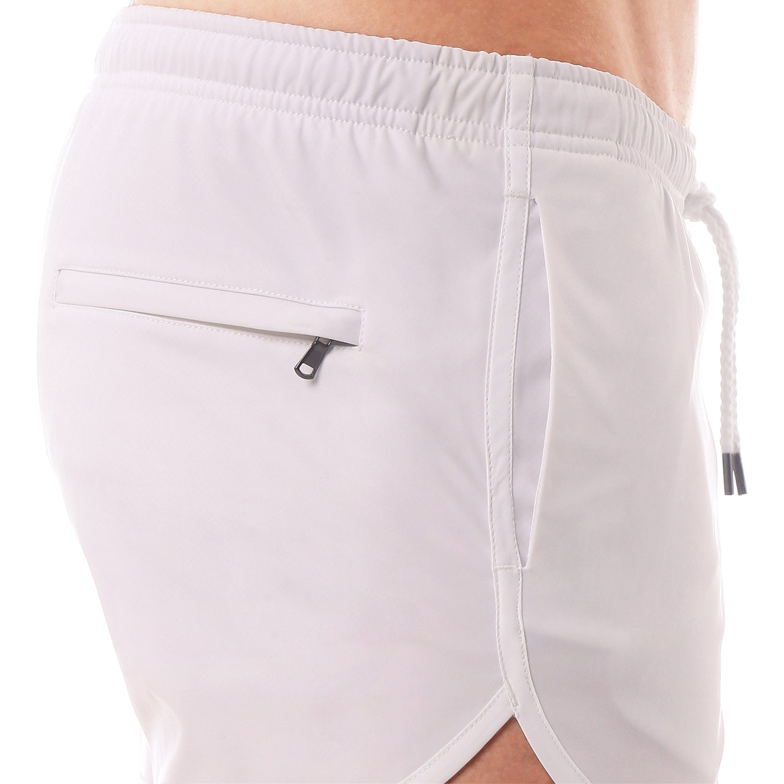 White Solid 3" Runner Swim Trunk