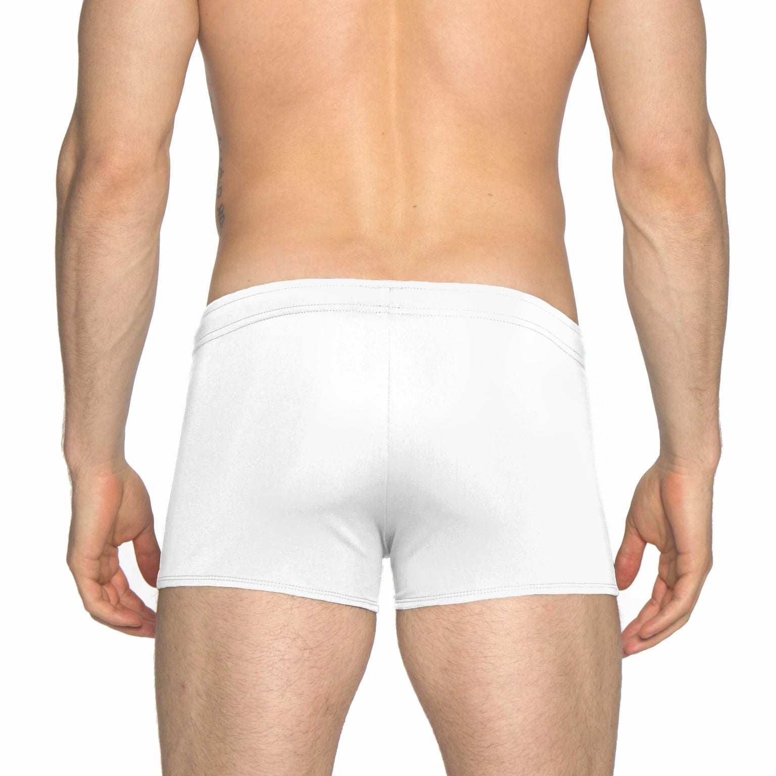 White Solid Ibiza Square Cut Brief - parke & ronen