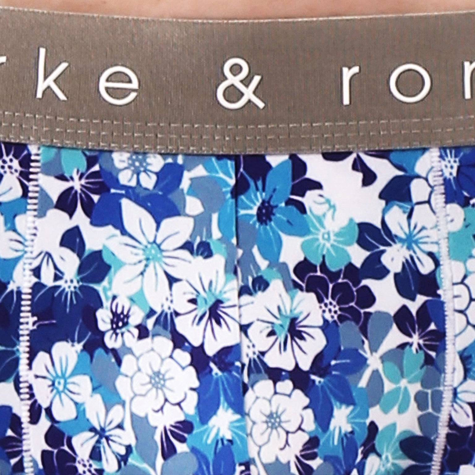 Blue Camelia Print Low Rise Trunk